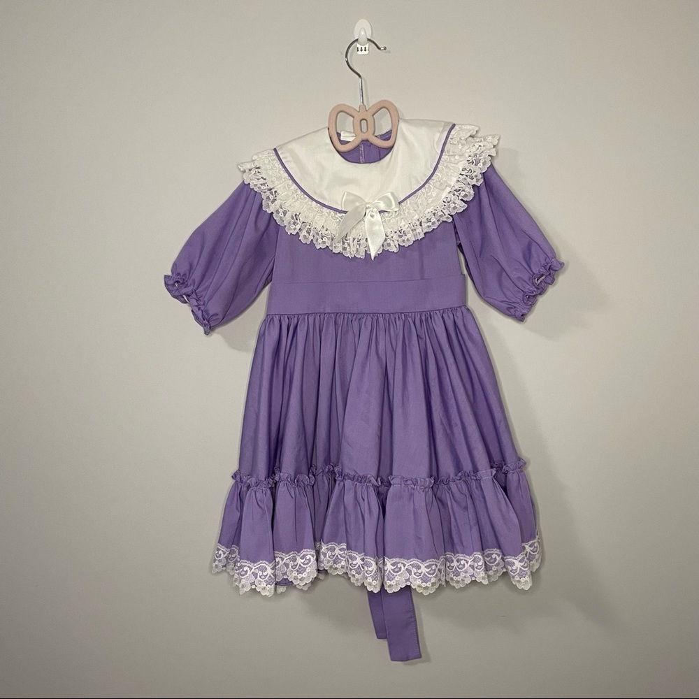 Vintage Girl’s Ruffle Dress Purple by Kotton Kandi